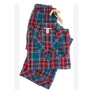 Victoria’s Secret XXL Holiday Plaid Flannel Pajama Set 2 Piece Red Gold
